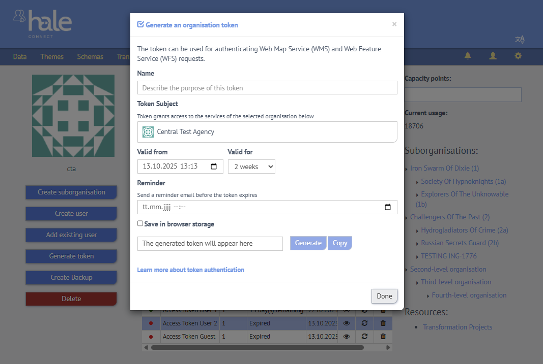 Token Generation Pop-up
