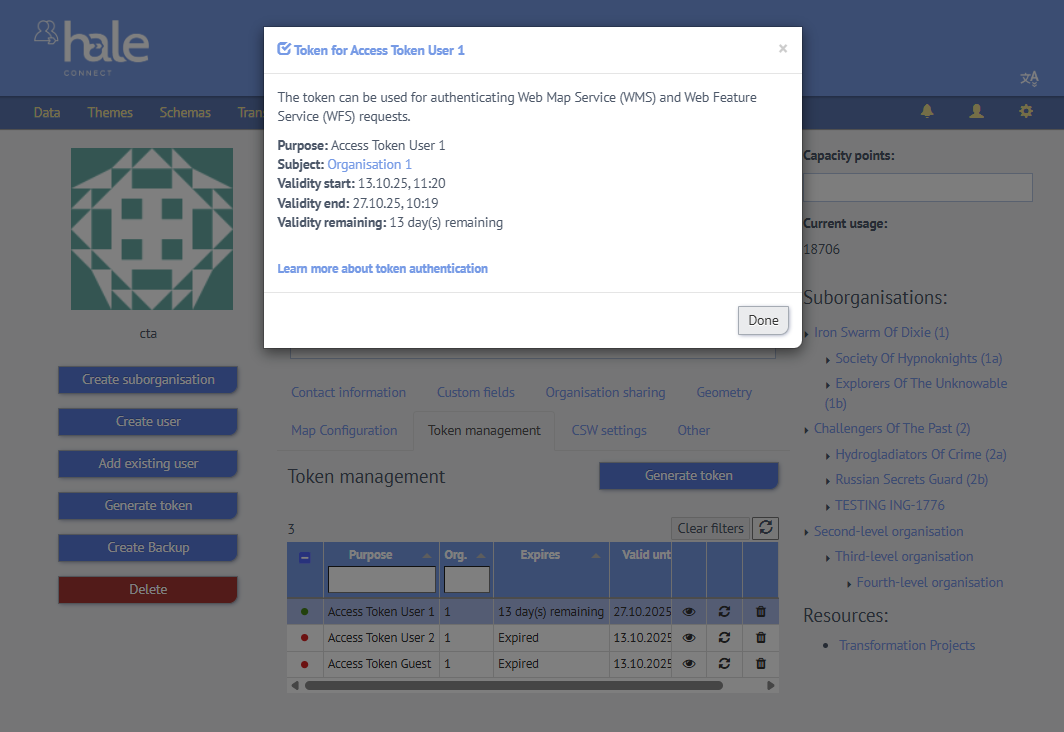 Token Information Pop-up