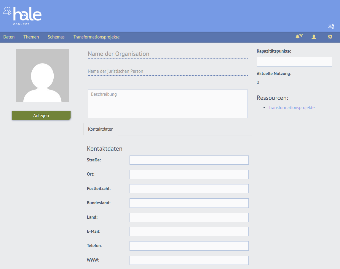 Organisation anlegen