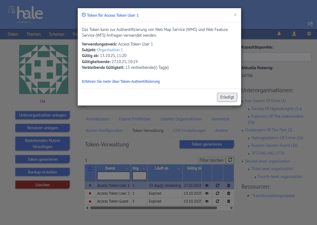 Token Information Pop-up